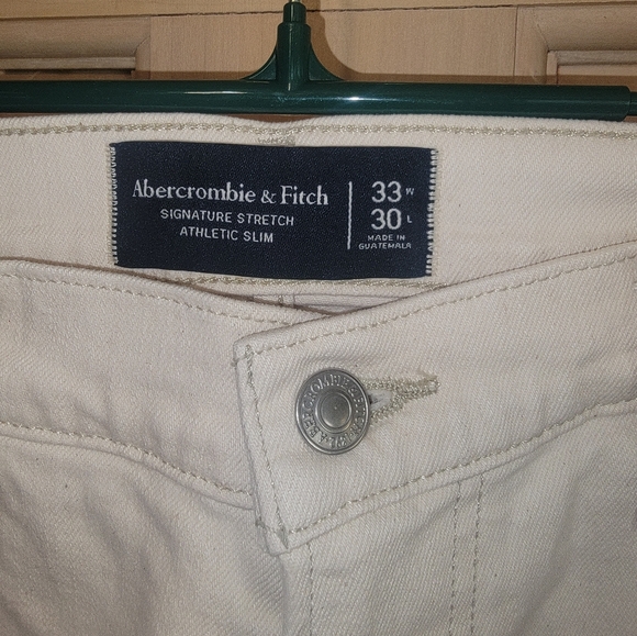 NWT Mens Off White Abercrombie and Fitch Stretch Sport Slim Jeans 33 x 30 - Picture 10 of 13